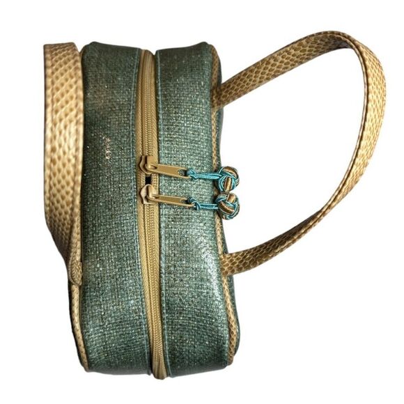 Stephanie Johnson Toiletry Bag Travel Green Gold Metallic Cosmetics NWOT - Picture 9 of 15